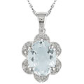 14k White Gold Diamond Aquamarine Pendant