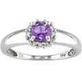 14k White Gold Diamond Amethyst Ring