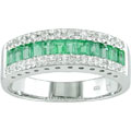 14k White Gold 1/8ctw Diamond Emerald Ring