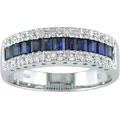 14k White Gold 1/8ctw Diamond Sapphire Ring