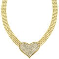 18k Gold over Sterling Silver CZ Heart Mesh Necklace