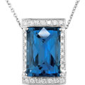 18k Gold 1/3ct TDW Diamond Blue Topaz Pendant