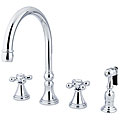 Chrome Cross Handles Kitchen Faucet with Sprayer