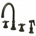 Kitchen Faucet with Metal Cross Handles and Sprayer