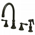 Kitchen Faucet with Metal Lever Handles and Sprayer
