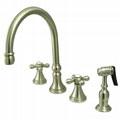 Kitchen Faucet with Metal Cross Handles & Sprayer