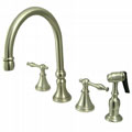 Kitchen Faucet with Metal Lever Handles and Sprayer