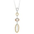 Sterling Silver Tri-color Geometric Necklace