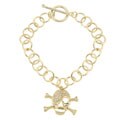 18k Gold over Sterling Silver CZ Skull Bracelet