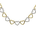 18k Gold & Sterling Silver CZ Heart Necklace