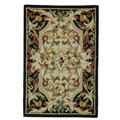 Hand-hooked Aubusson Ivory Wool Rug (1'8 x 2'6)