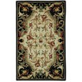 Hand-hooked Aubusson Fruit Black Wool Rug (2'6 x 4')