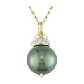 14k Gold Cultured Tahitian Pearl Diamond Pendant
