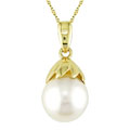 14k Yellow Gold White Pearl Pendant (10-11 mm)