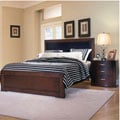 Parkside Espresso Leather Queen Bed & Nightstand