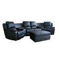 Black Leather 7-piece Recliner Sectional Seating w/ Ottoman