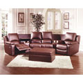 Brown Leather 7-piece Recliner Sectional Seating w/ Ottoman