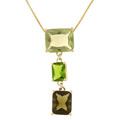 18k Gold over Silver Green Cubic Zirconia Pendant