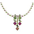Sterling Silver Tourmaline Peridot Necklace