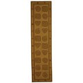 Hand-hooked Geo Beige Wool Runner (2'6 x 10')