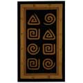 Hand-hooked Geo Black Wool Rug (2'6 x 4')