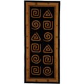 Hand-hooked Geo Black Wool Runner (2'6 x 6')