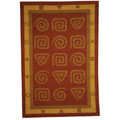 Hand-hooked Geo Rust Wool Rug (3'9 x 5'9)