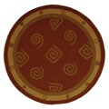 Hand-hooked Geo Rust Wool Rug (5'6 Round)