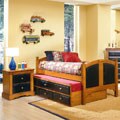 Black & Cherry Children's Trundle Bed & 2 Nightstands