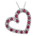 10k White Gold Diamond Ruby Heart Pendant