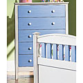 Blanca White and Blue 5-drawer Chest