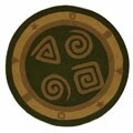 Hand-hooked Geo Green Wool Rug (4' Round)