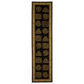 Hand-hooked Geo Black Wool Runner (2'6 x 8')