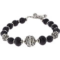 Sterling Silver Charming Life Bali Bead Black Onyx Bracelet