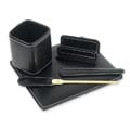 Black Leather 4-piece Executive Desk Set