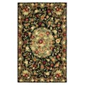 Hand-hooked Bijoux Black Wool Runner (2'6 x 8')