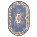 Hand-tufted Aubusson Garden Blue Wool Rug (8' x 10' Oval)