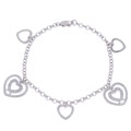 Sterling Silver Cubic Zirconia Heart Charm Bracelet
