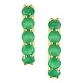 14k Yellow Gold Emerald Huggies Earrings