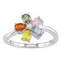 14k White Gold Multicolor Sapphire Ring