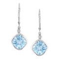 14k White Gold Diamond Blue Topaz Earrings