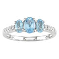14k White Gold 1/10ctw Diamond Blue Topaz Ring