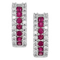 14k White Gold 1/3ct Diamond Ruby Earrings