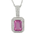 14k White Gold Pink Topaz Diamond Pendant
