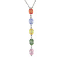 14k White Gold Multicolor Sapphire Drop Pendant
