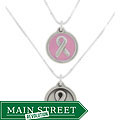 Silver Breast Cancer Awareness Ribbon Necklace