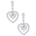 Sterling Silver Double Heart CZ Earrings