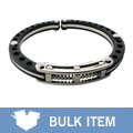 Stainless Steel and Black Accent Cuff Bracelet (Case of 2)