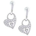 Sterling Silver Cubic Zirconia Drop Heart Earrings