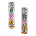 14k White Gold Multi Sapphire Earrings